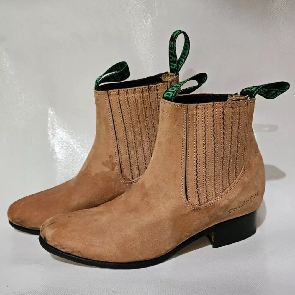 Dorado Star Brown Leather Ankle Booties Boots Western Bohemian Women's 23 MX